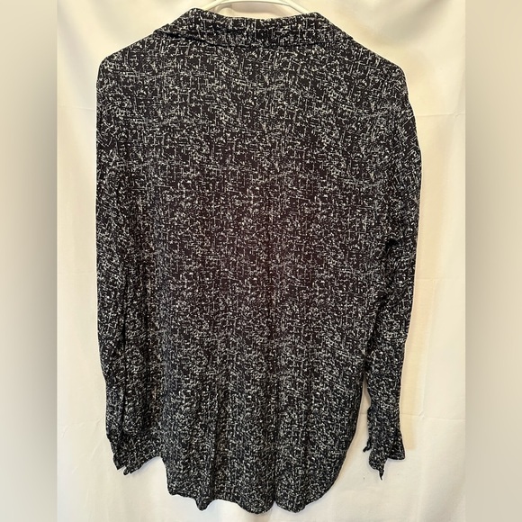 CLOTH & STONE Size M Black White Splatter Crosshatch Print Collared Button Down - Picture 4 of 8
